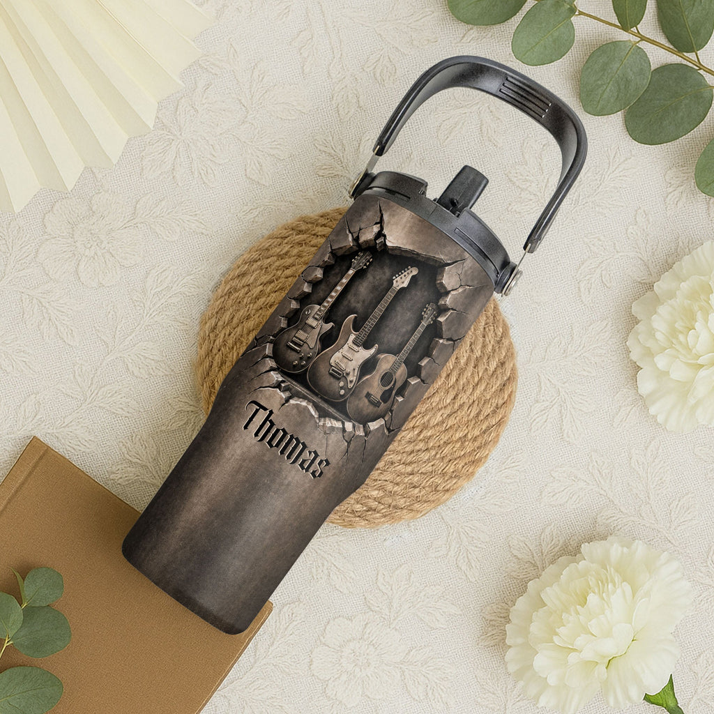Personalized 30oz Tumbler for Music Lovers Custom Name Gift Tumbler With Handle GradoCreations