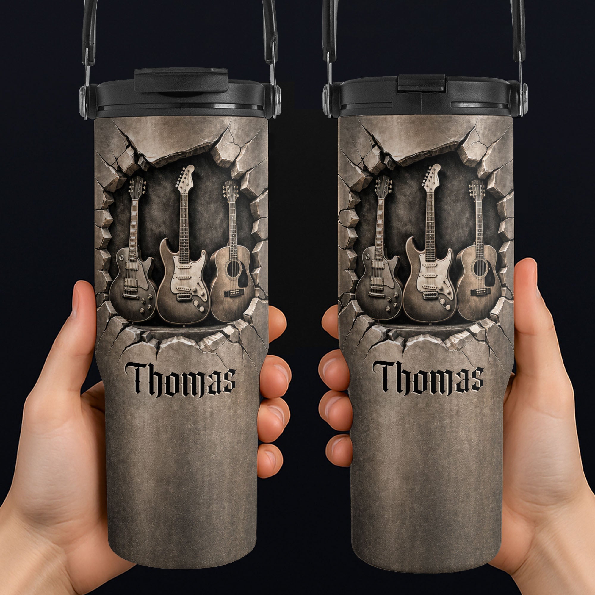 Personalized 30oz Tumbler for Music Lovers Custom Name Gift Tumbler With Handle GradoCreations