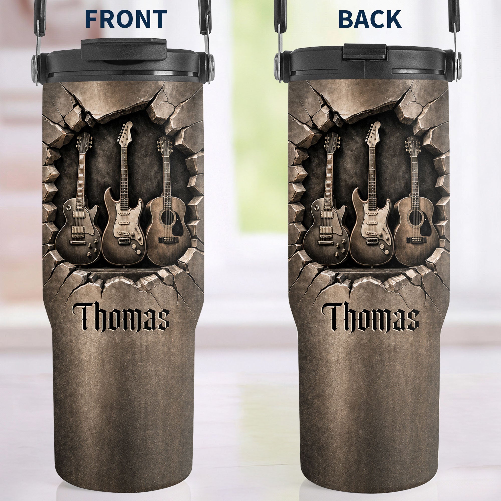 Personalized 30oz Tumbler for Music Lovers Custom Name Gift Tumbler With Handle GradoCreations