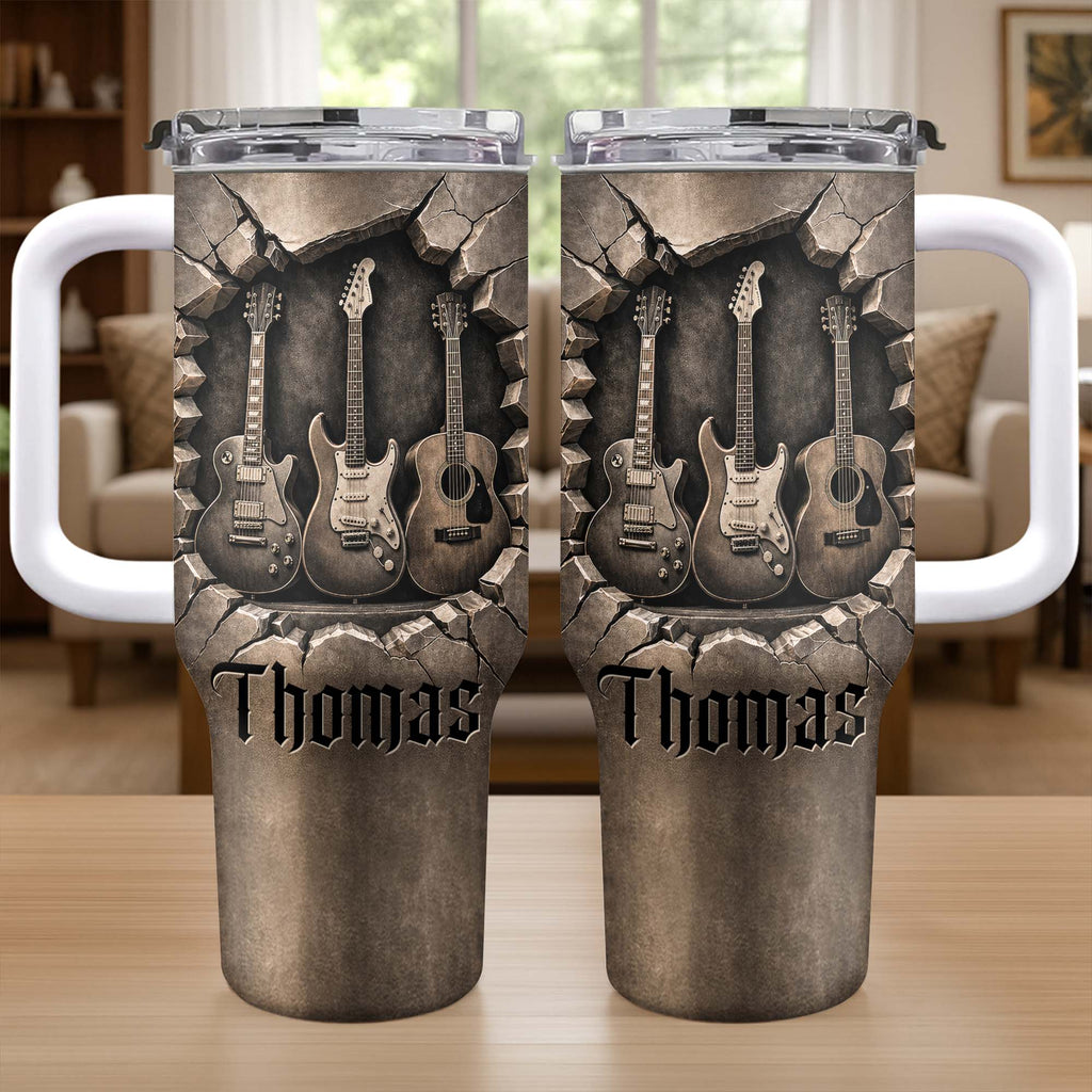 Personalized 40oz Guitar Tumbler Custom Name Gift for Musicians 40oz Tumbler GradoCreations