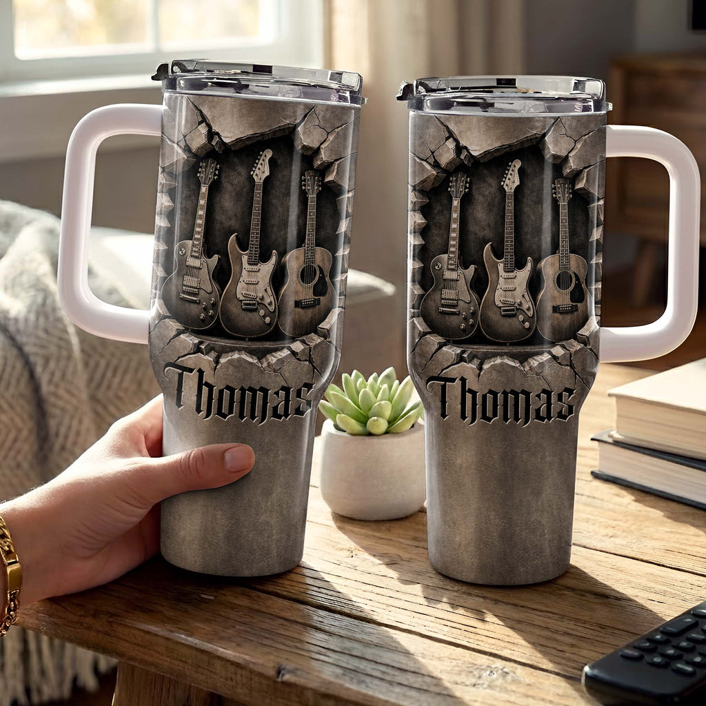 Personalized 40oz Guitar Tumbler Custom Name Gift for Musicians 40oz Tumbler GradoCreations