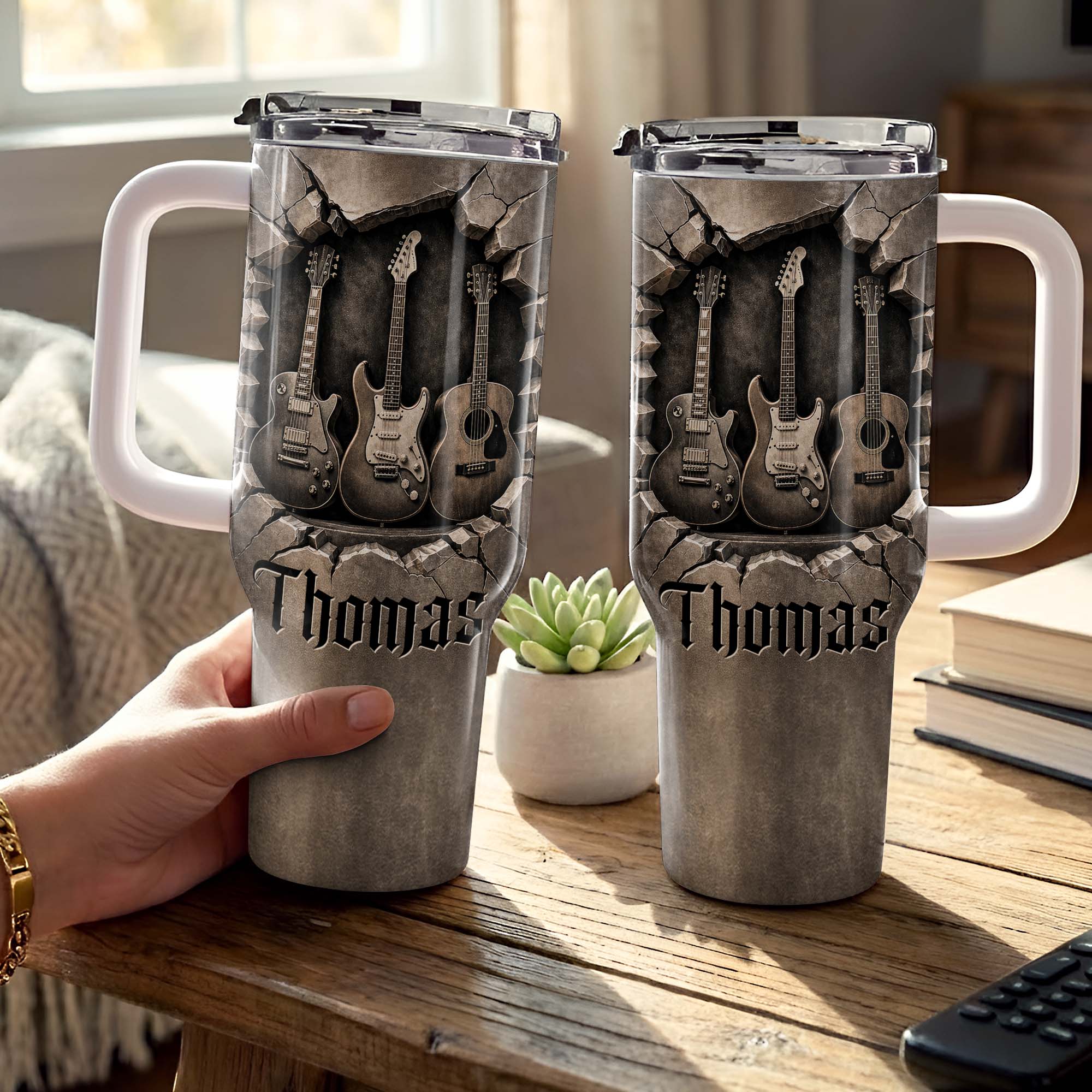 Personalized 40oz Guitar Tumbler Custom Name Gift for Musicians 40oz Tumbler GradoCreations
