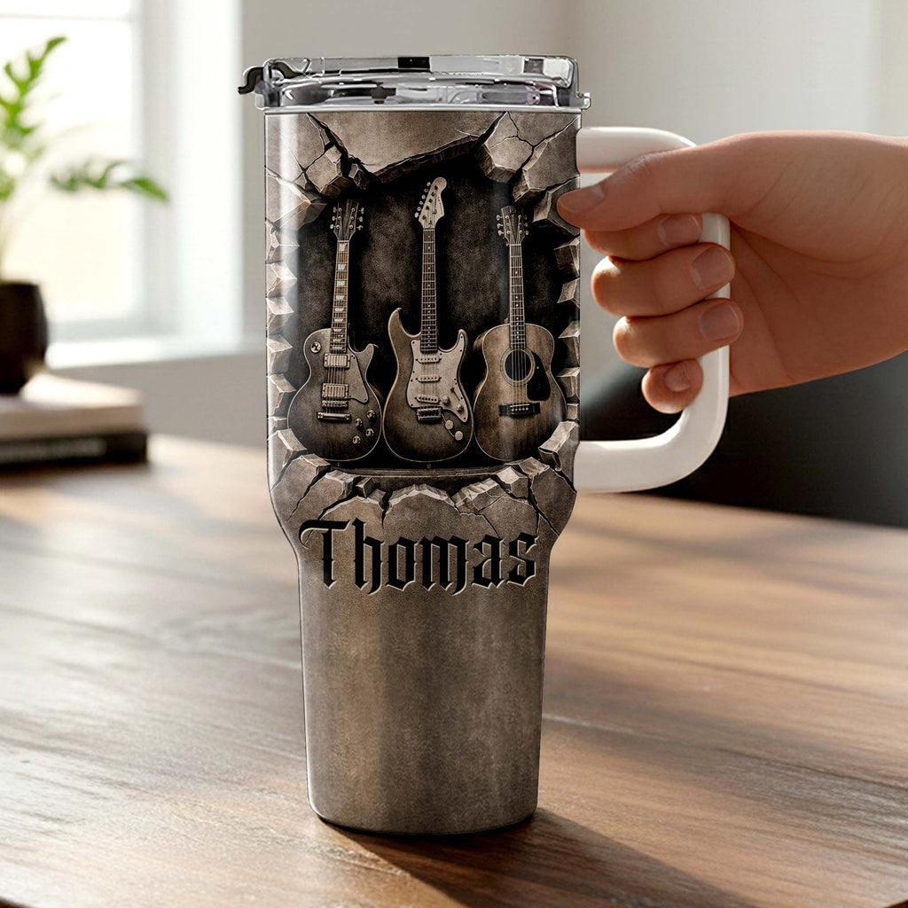 Personalized 40oz Guitar Tumbler Custom Name Gift for Musicians 40oz Tumbler GradoCreations