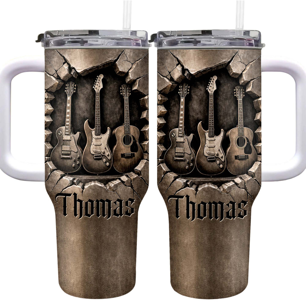 Personalized 40oz Guitar Tumbler Custom Name Gift for Musicians 40oz Tumbler GradoCreations