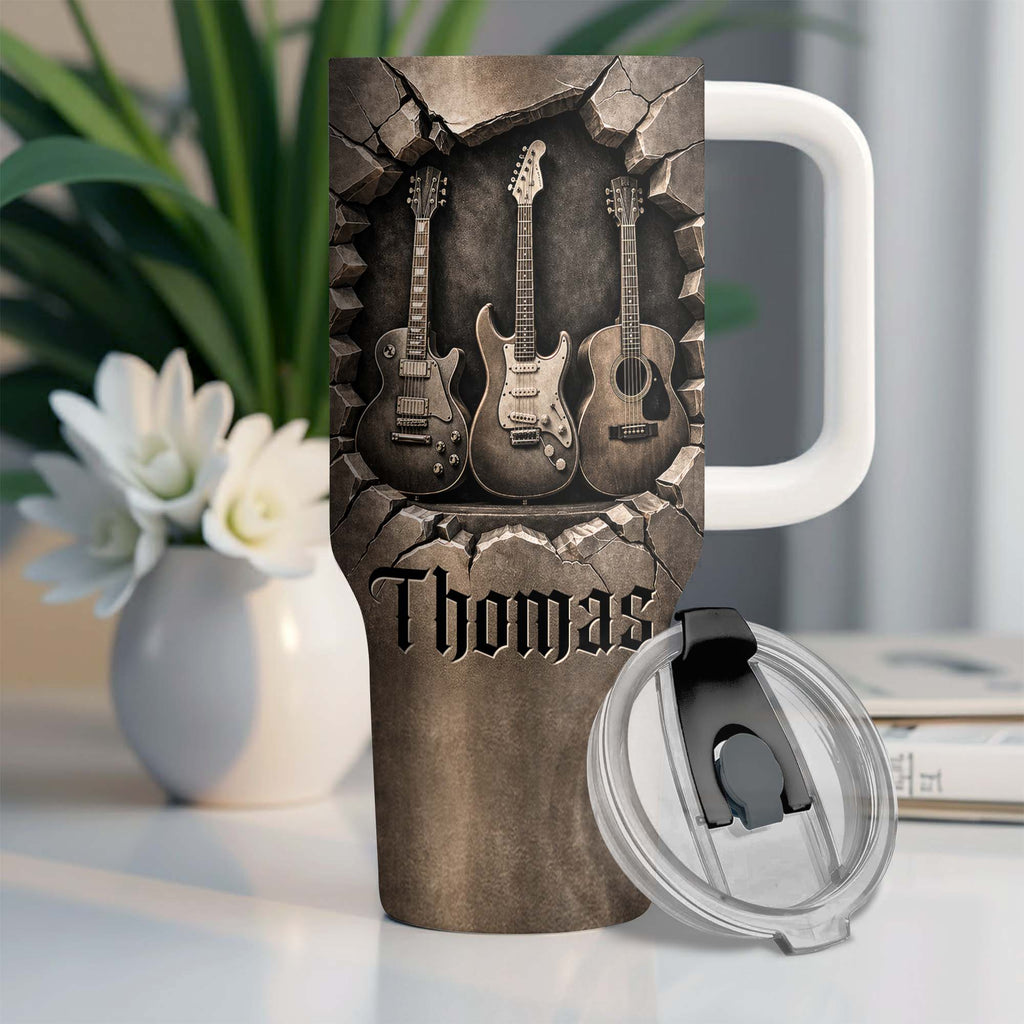 Personalized 40oz Guitar Tumbler Custom Name Gift for Musicians 40oz Tumbler GradoCreations