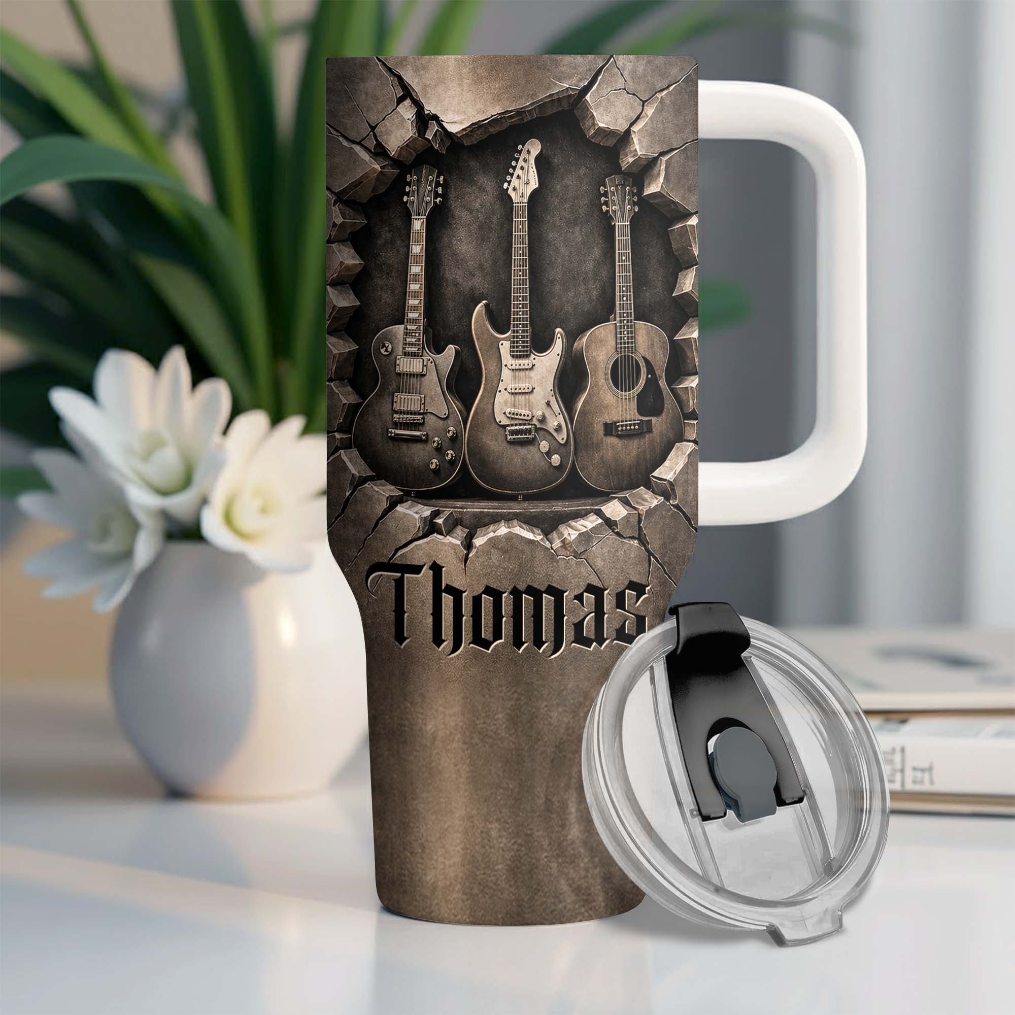 Personalized 40oz Guitar Tumbler Custom Name Gift for Musicians 40oz Tumbler GradoCreations