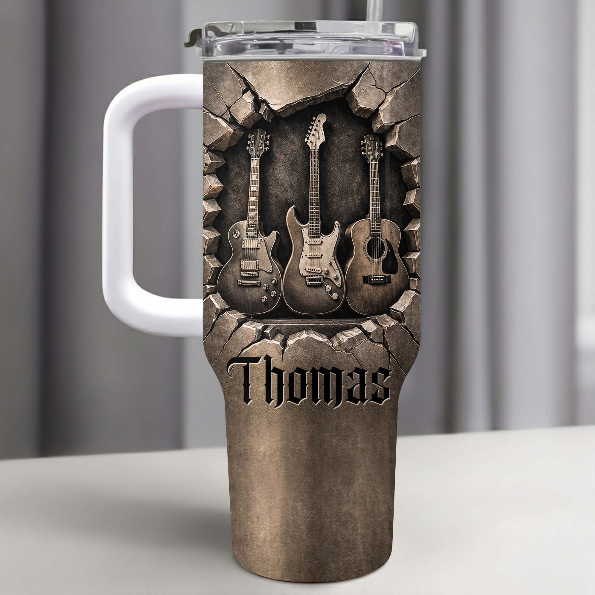 Personalized 40oz Guitar Tumbler Custom Name Gift for Musicians 40oz Tumbler GradoCreations