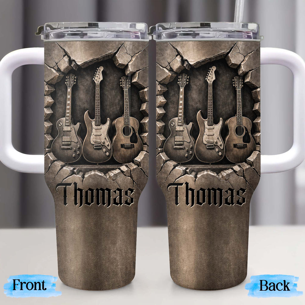 Personalized 40oz Guitar Tumbler Custom Name Gift for Musicians 40oz Tumbler GradoCreations