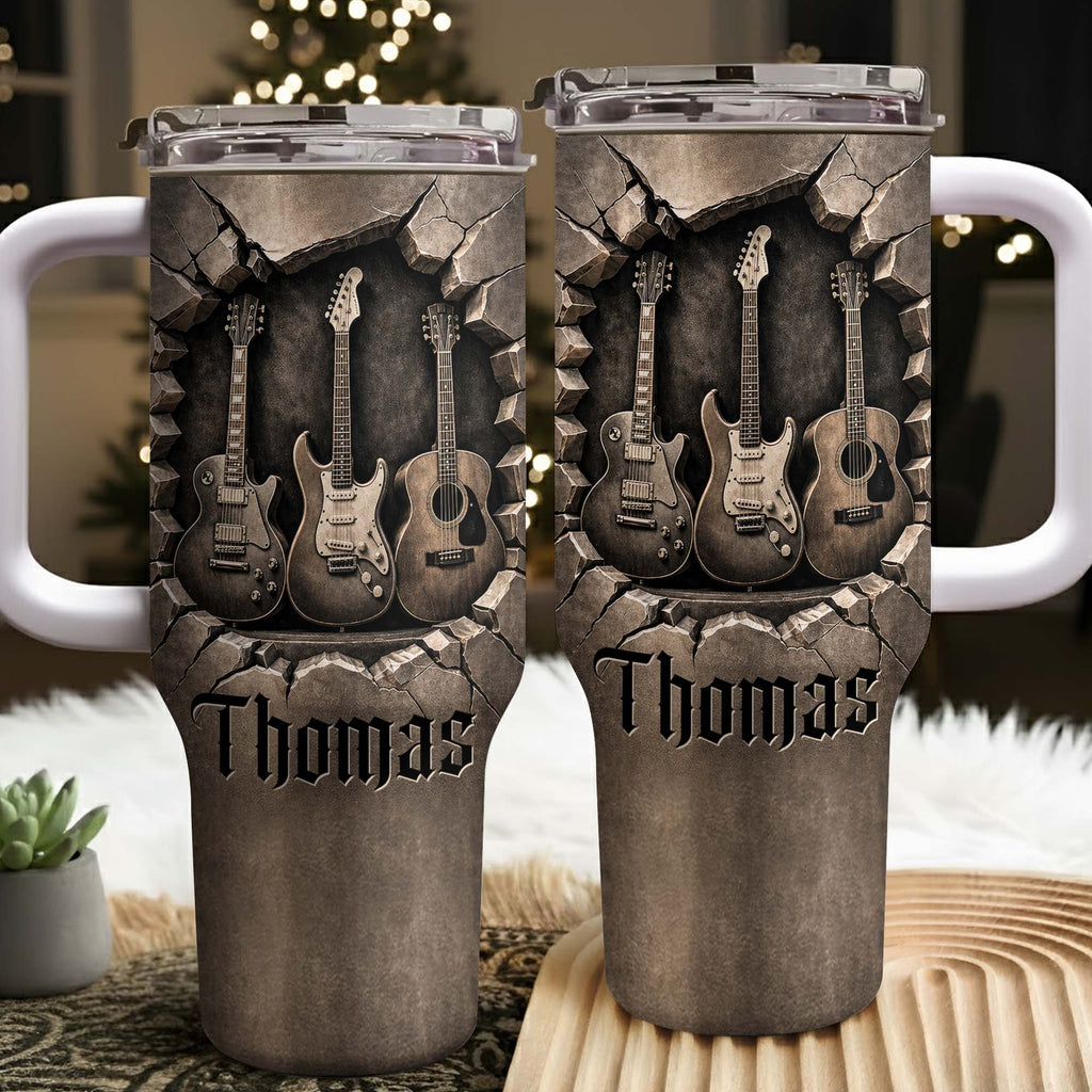 Personalized 40oz Guitar Tumbler Custom Name Gift for Musicians 40oz Tumbler GradoCreations