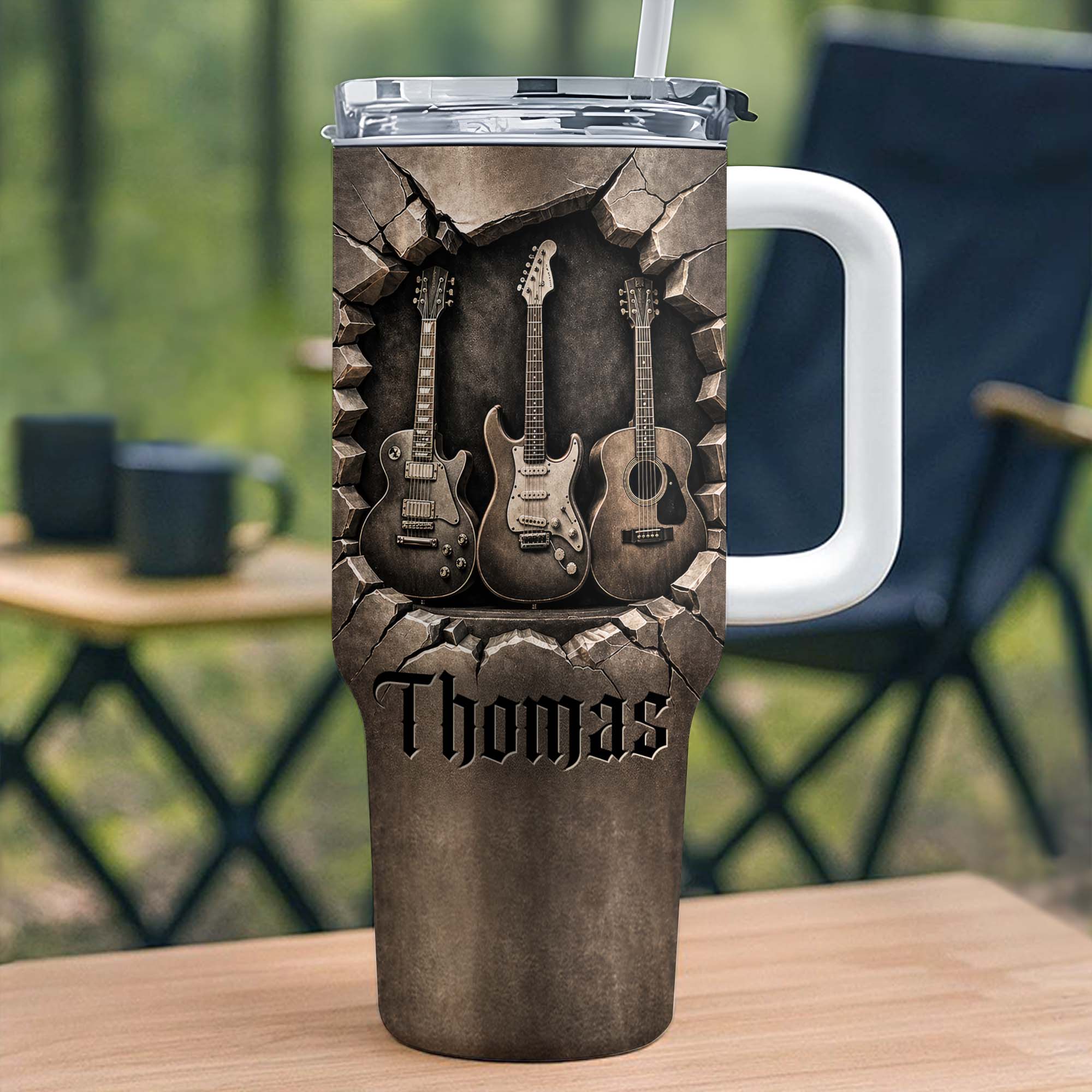 Personalized 40oz Guitar Tumbler Custom Name Gift for Musicians 40oz Tumbler GradoCreations