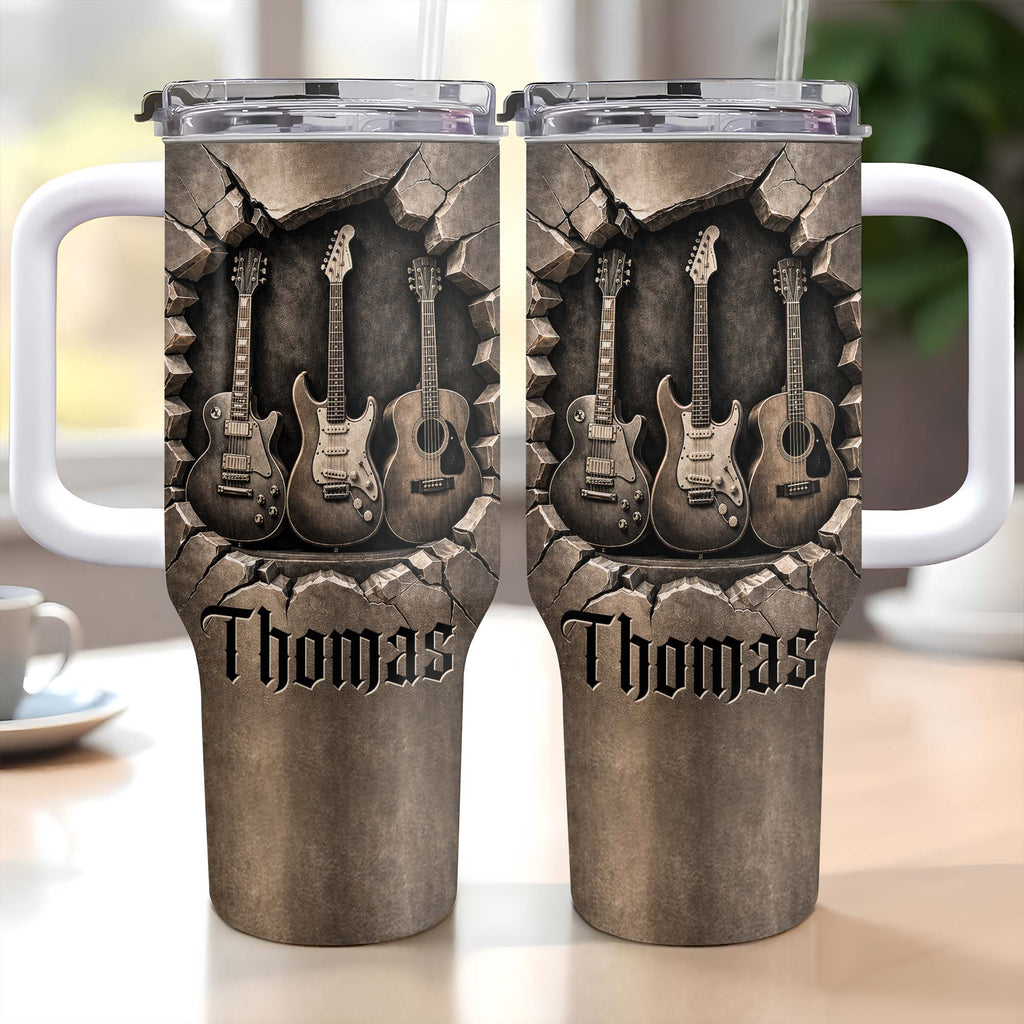 Personalized 40oz Guitar Tumbler Custom Name Gift for Musicians 40oz Tumbler GradoCreations