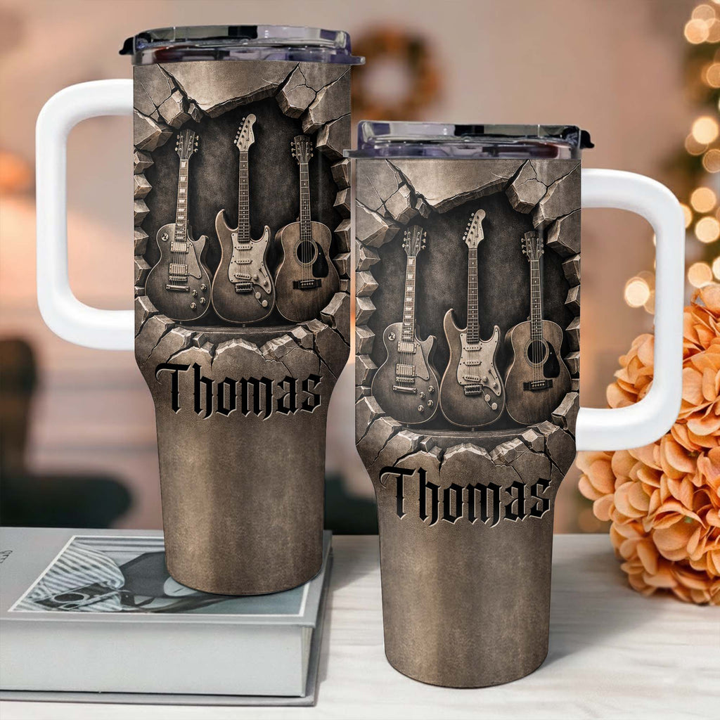Personalized 40oz Guitar Tumbler Custom Name Gift for Musicians 40oz Tumbler GradoCreations