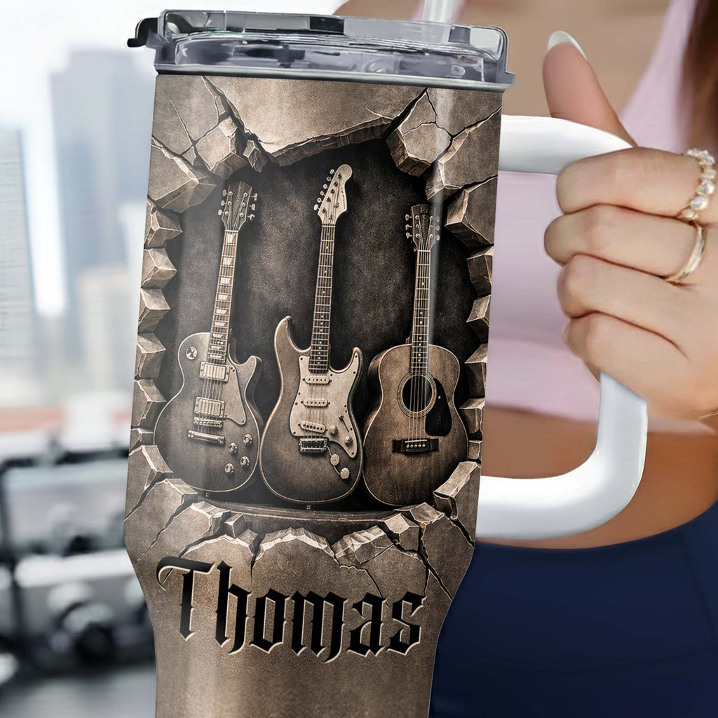 Personalized 40oz Guitar Tumbler Custom Name Gift for Musicians 40oz Tumbler GradoCreations