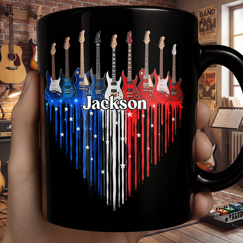 Personalized Black Mug for Music Lovers Custom Name Gift Black Mug GradoCreations