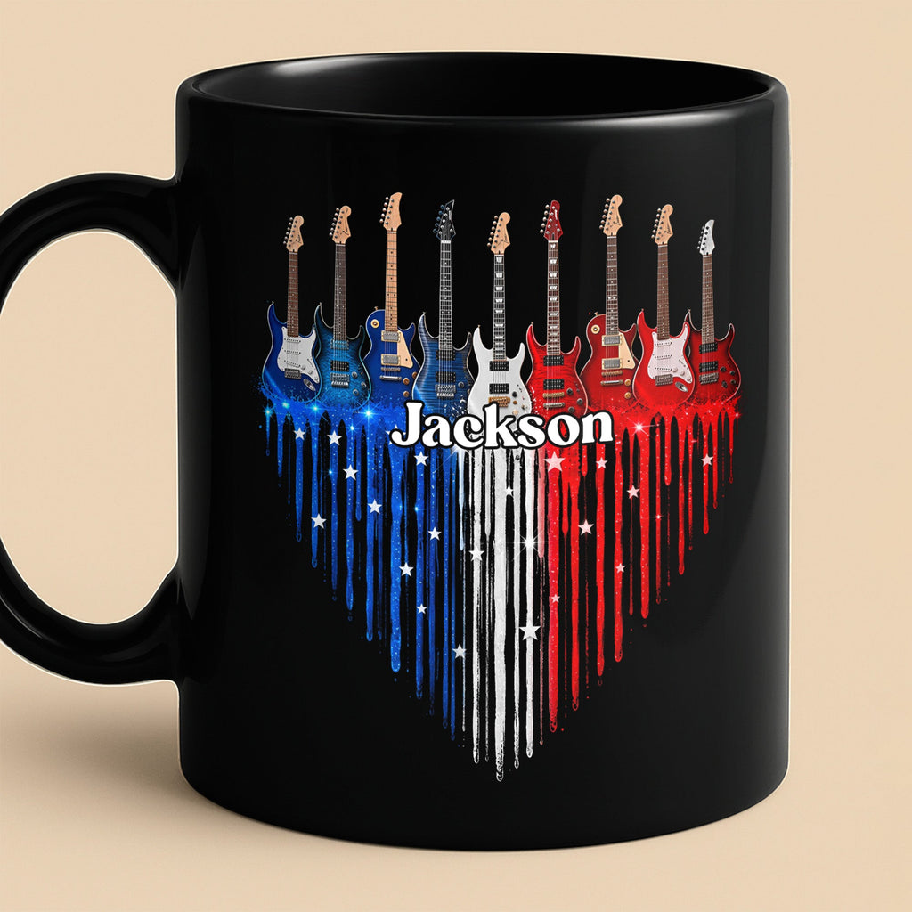 Personalized Black Mug for Music Lovers Custom Name Gift Black Mug GradoCreations
