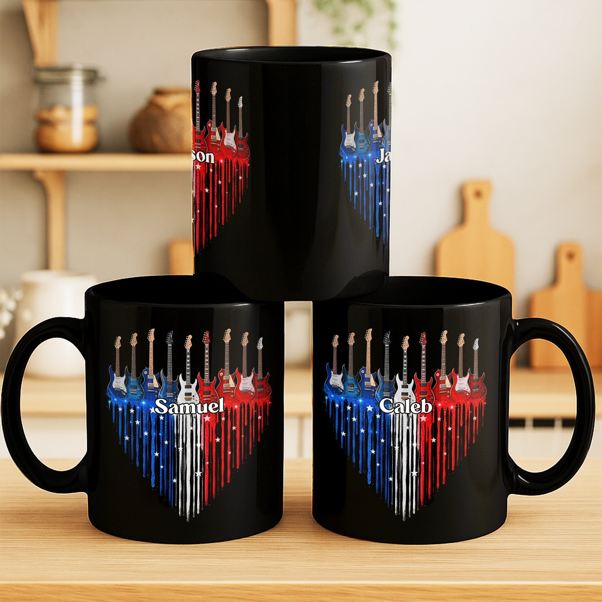 Personalized Black Mug for Music Lovers Custom Name Gift