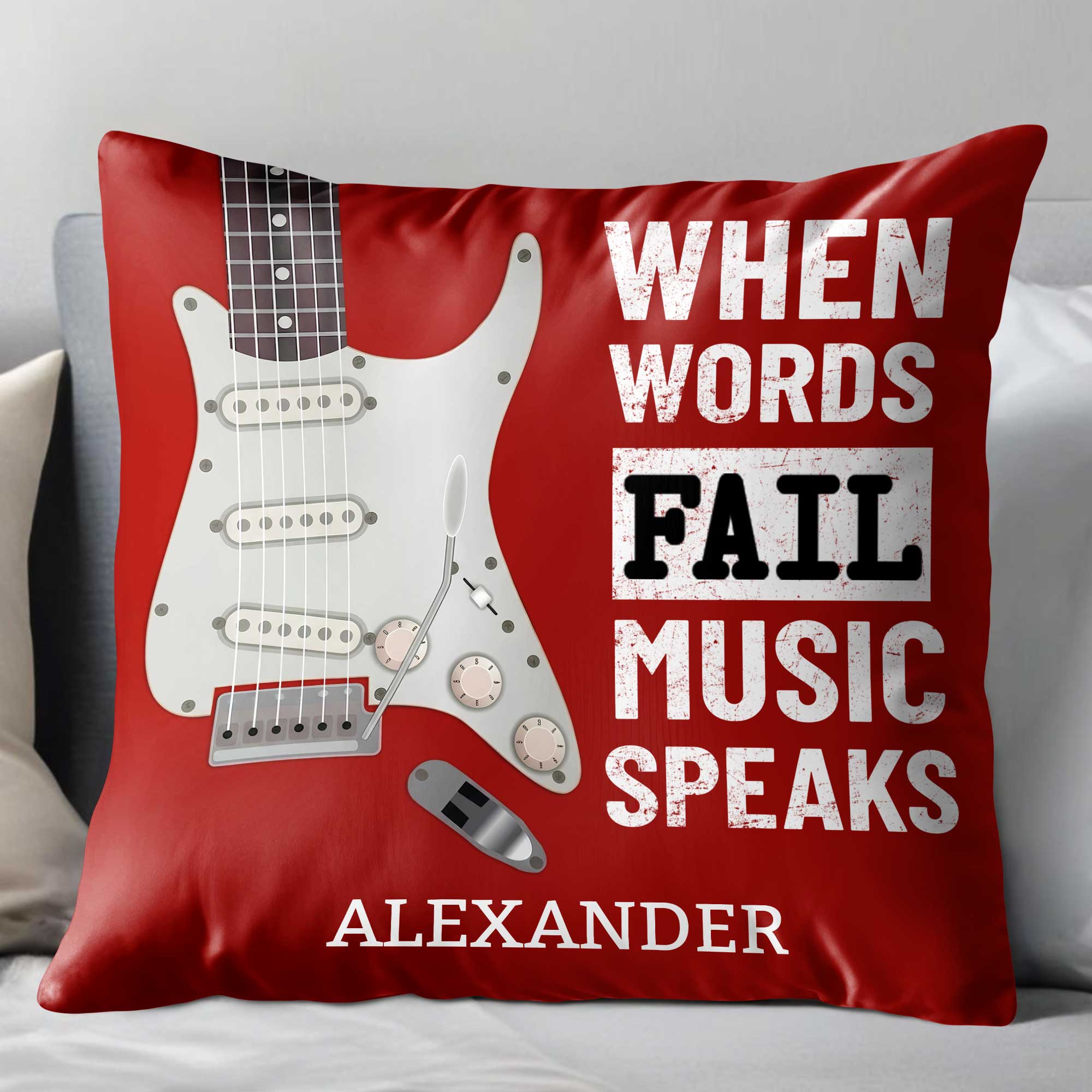 Personalized Bass Guitar Pillow Custom Gift for Music Lover Pillow GradoCreations