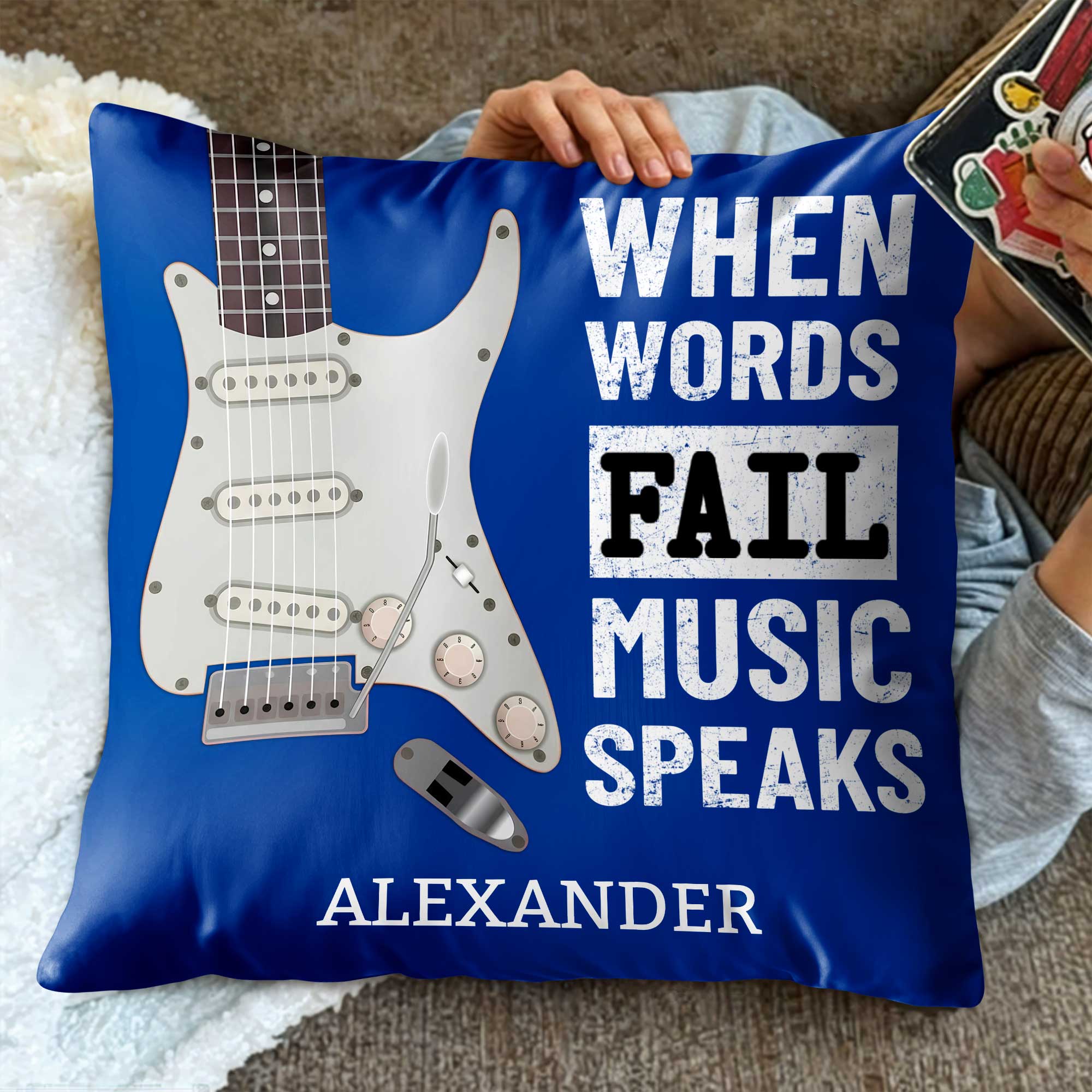 Personalized Bass Guitar Pillow Custom Gift for Music Lover Pillow GradoCreations