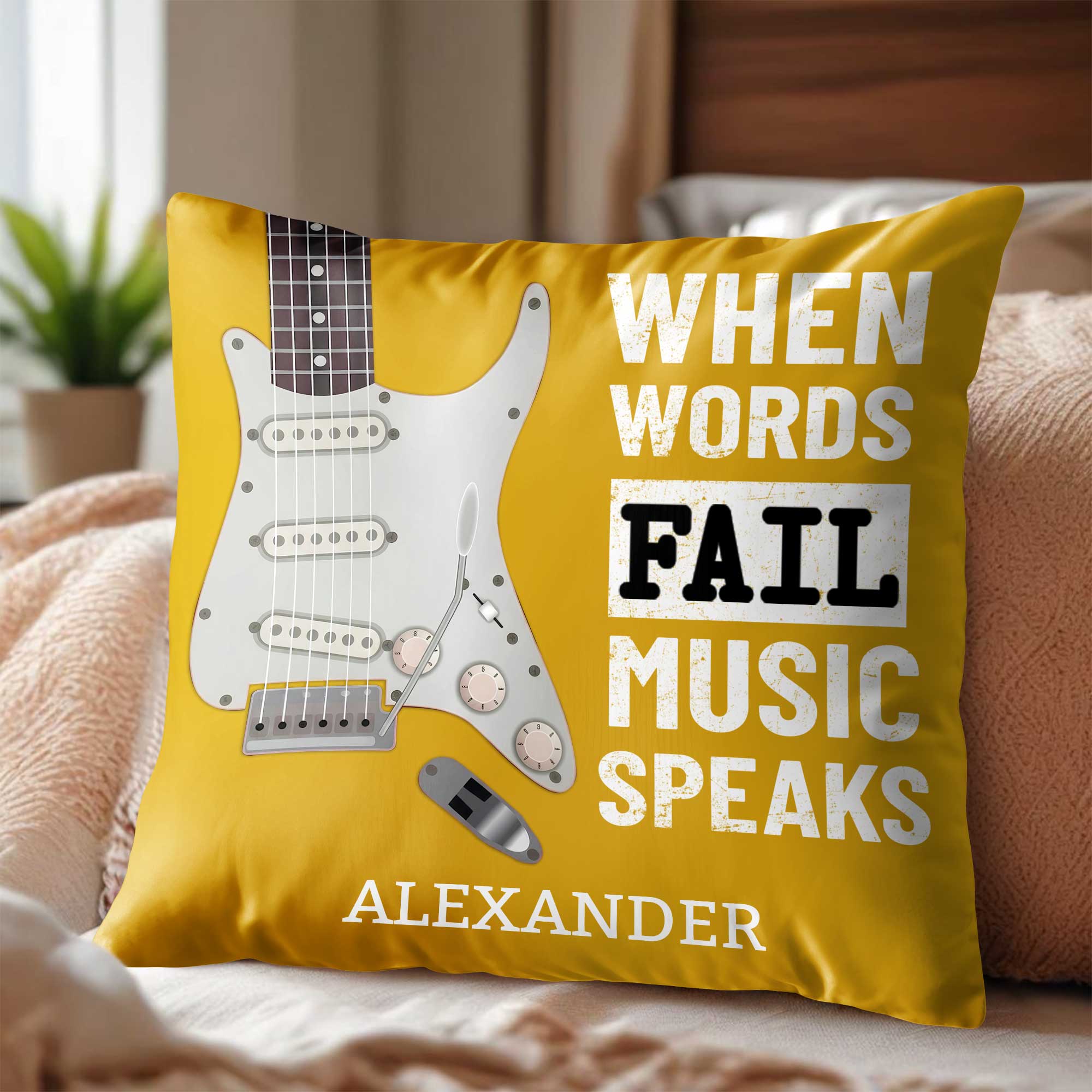 Personalized Bass Guitar Pillow Custom Gift for Music Lover Pillow GradoCreations