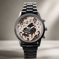 Personalized Black Men's Watch with Custom Music Photo Gift for Him