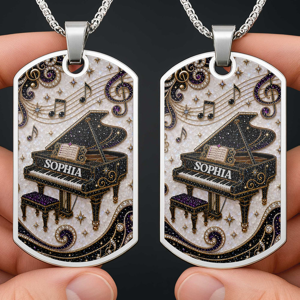 Personalized Dog Tag Necklace Custom Music Gift for Her