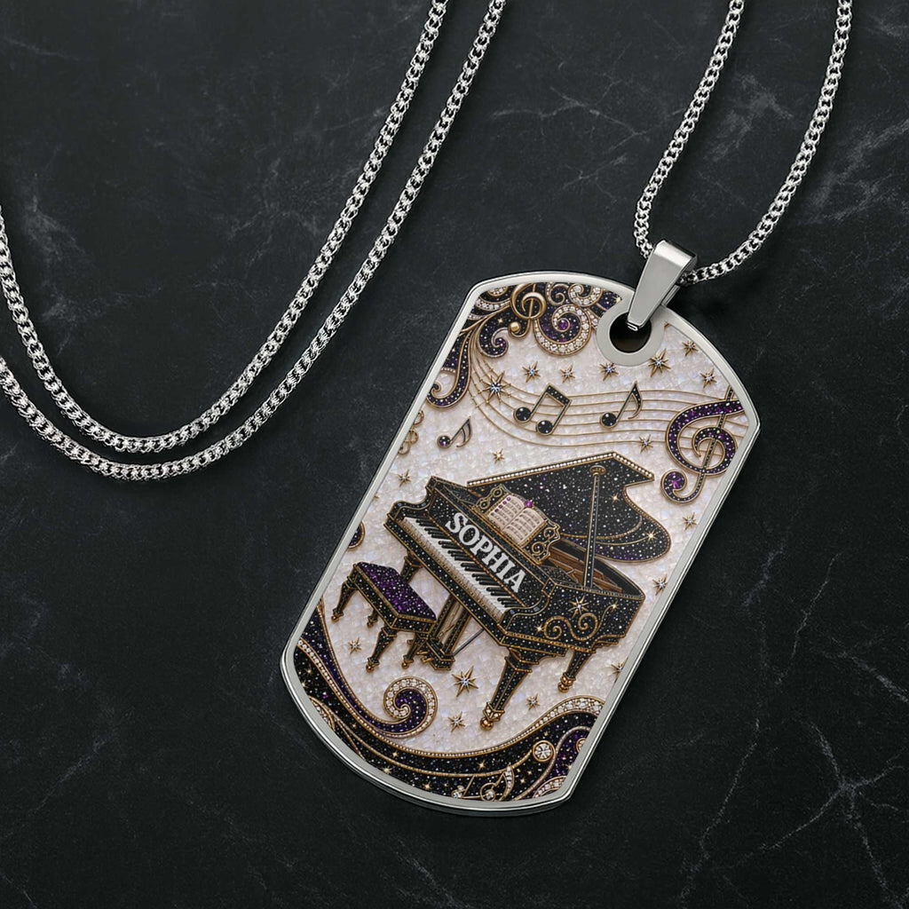 Personalized Dog Tag Necklace Custom Music Gift for Her