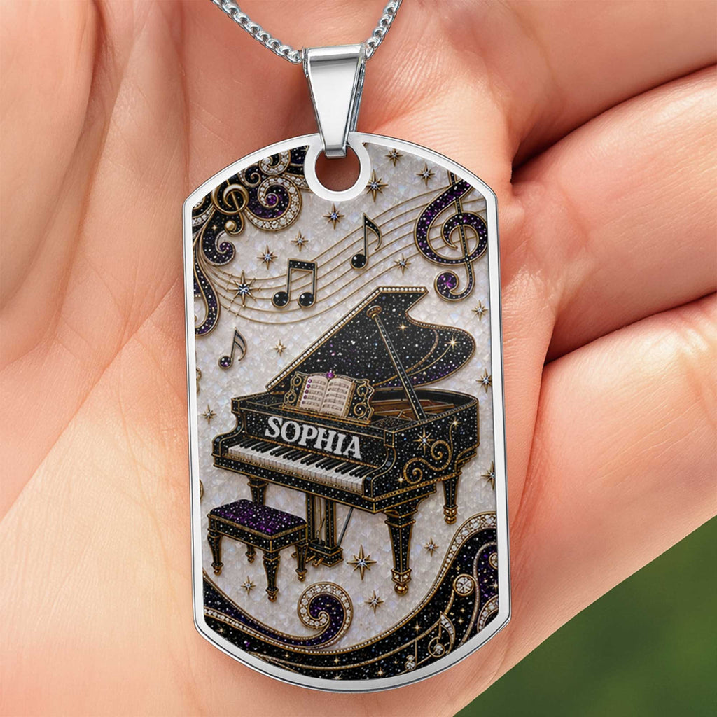 Personalized Dog Tag Necklace Custom Music Gift for Her