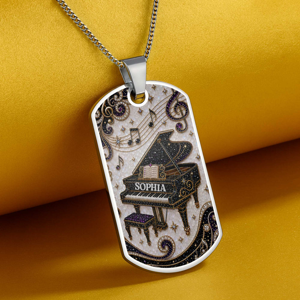 Personalized Dog Tag Necklace Custom Music Gift for Her
