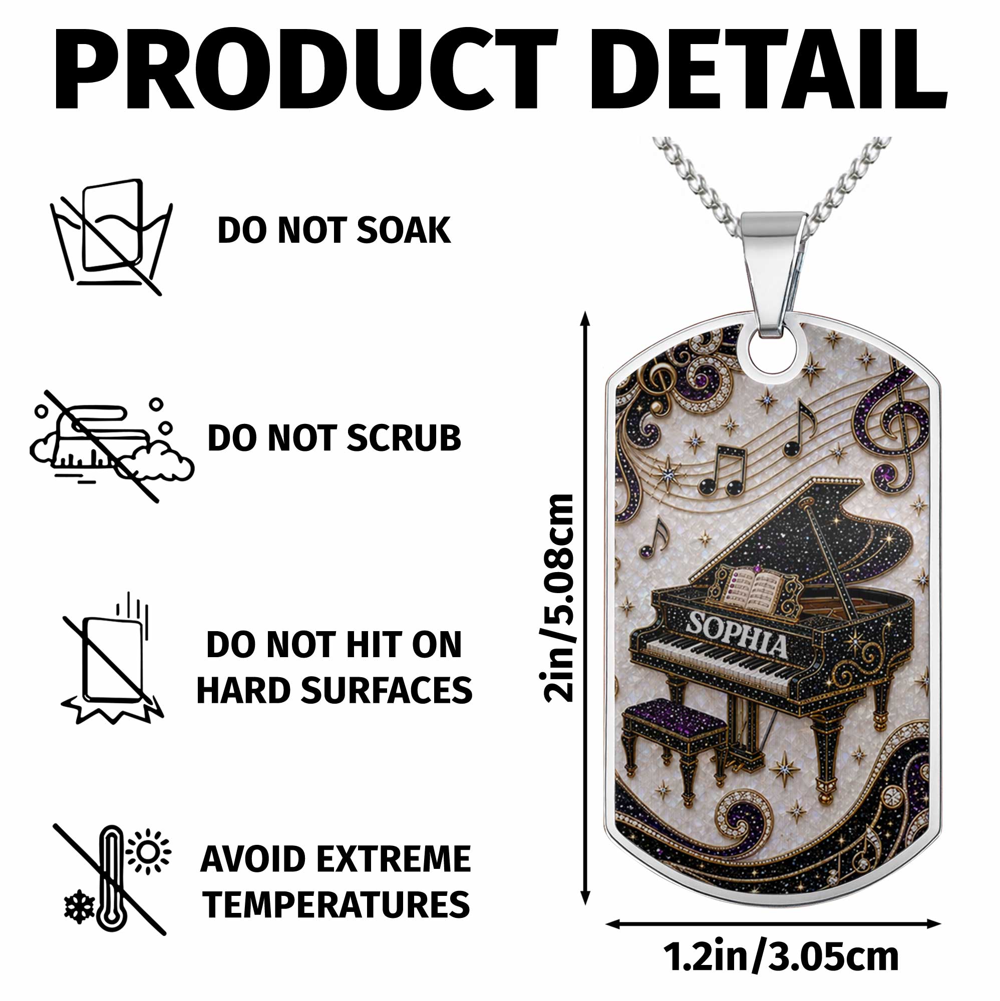 Personalized Dog Tag Necklace Custom Music Gift for Her