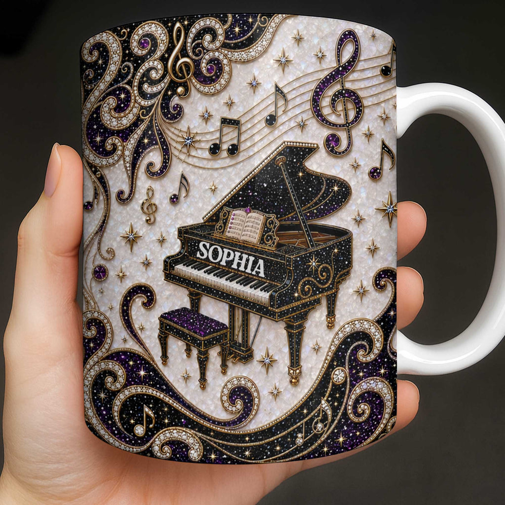 Personalized Music Mug Custom Name Gift for Music Lovers Edge-to-edge Mug GradoCreations