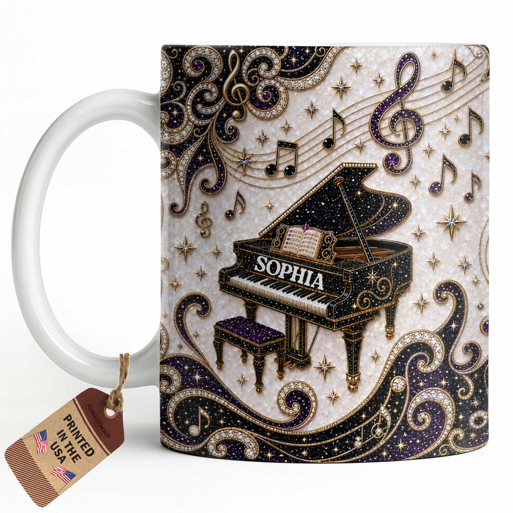 Personalized Music Mug Custom Name Gift for Music Lovers Edge-to-edge Mug GradoCreations