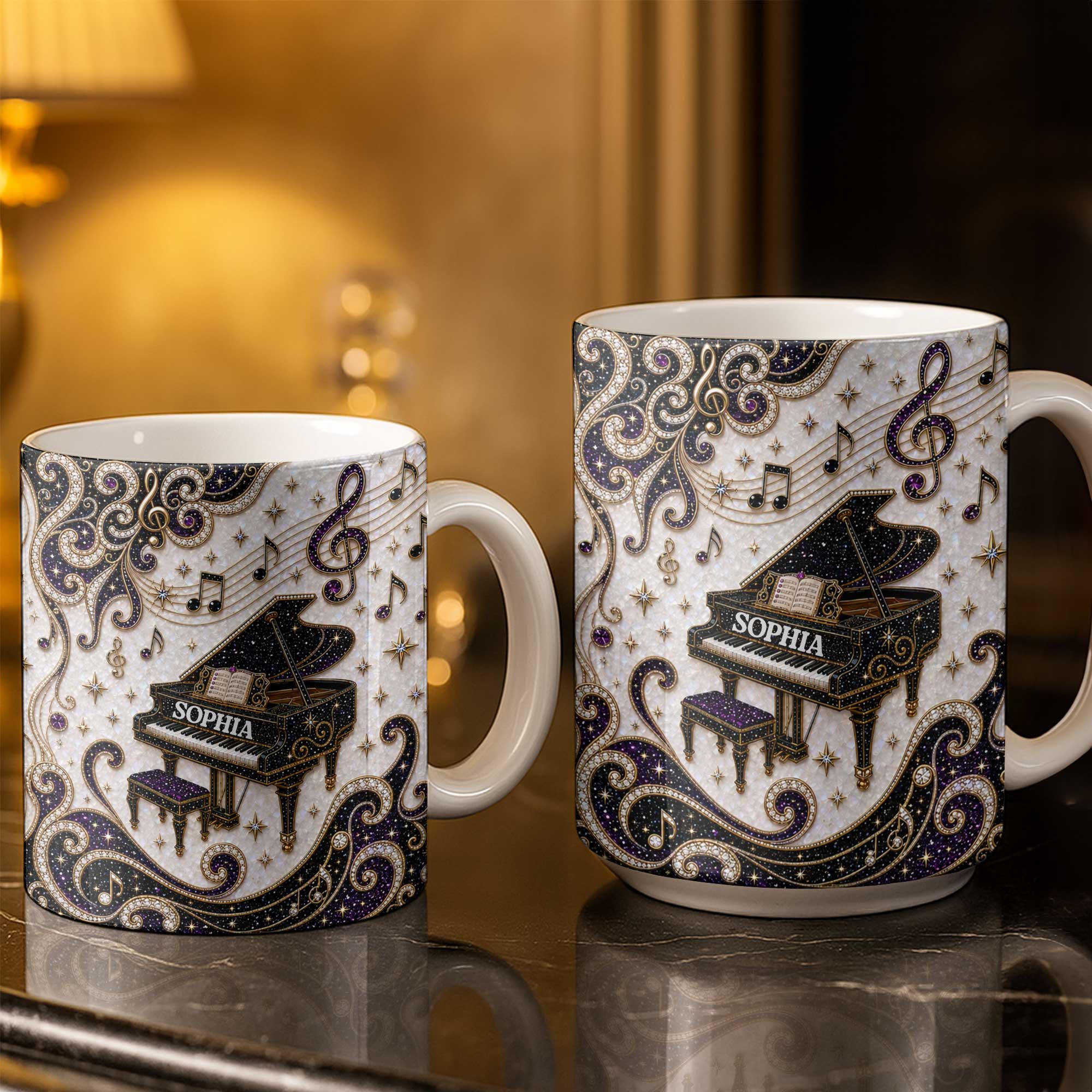 Personalized Music Mug Custom Name Gift for Music Lovers Edge-to-edge Mug GradoCreations