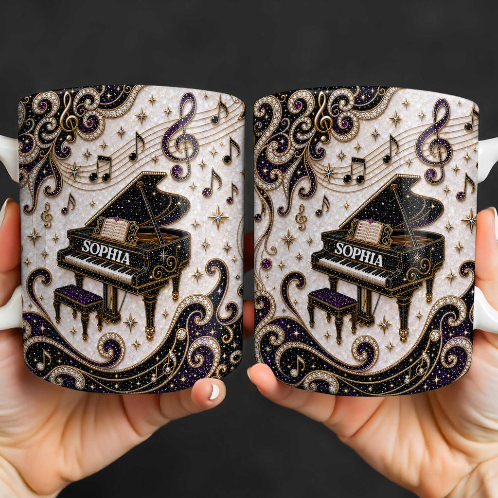 Personalized Music Mug Custom Name Gift for Music Lovers Edge-to-edge Mug GradoCreations