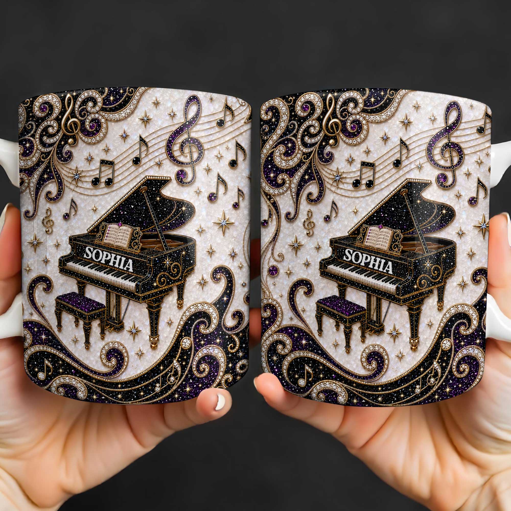 Personalized Music Mug Custom Name Gift for Music Lovers Edge-to-edge Mug GradoCreations