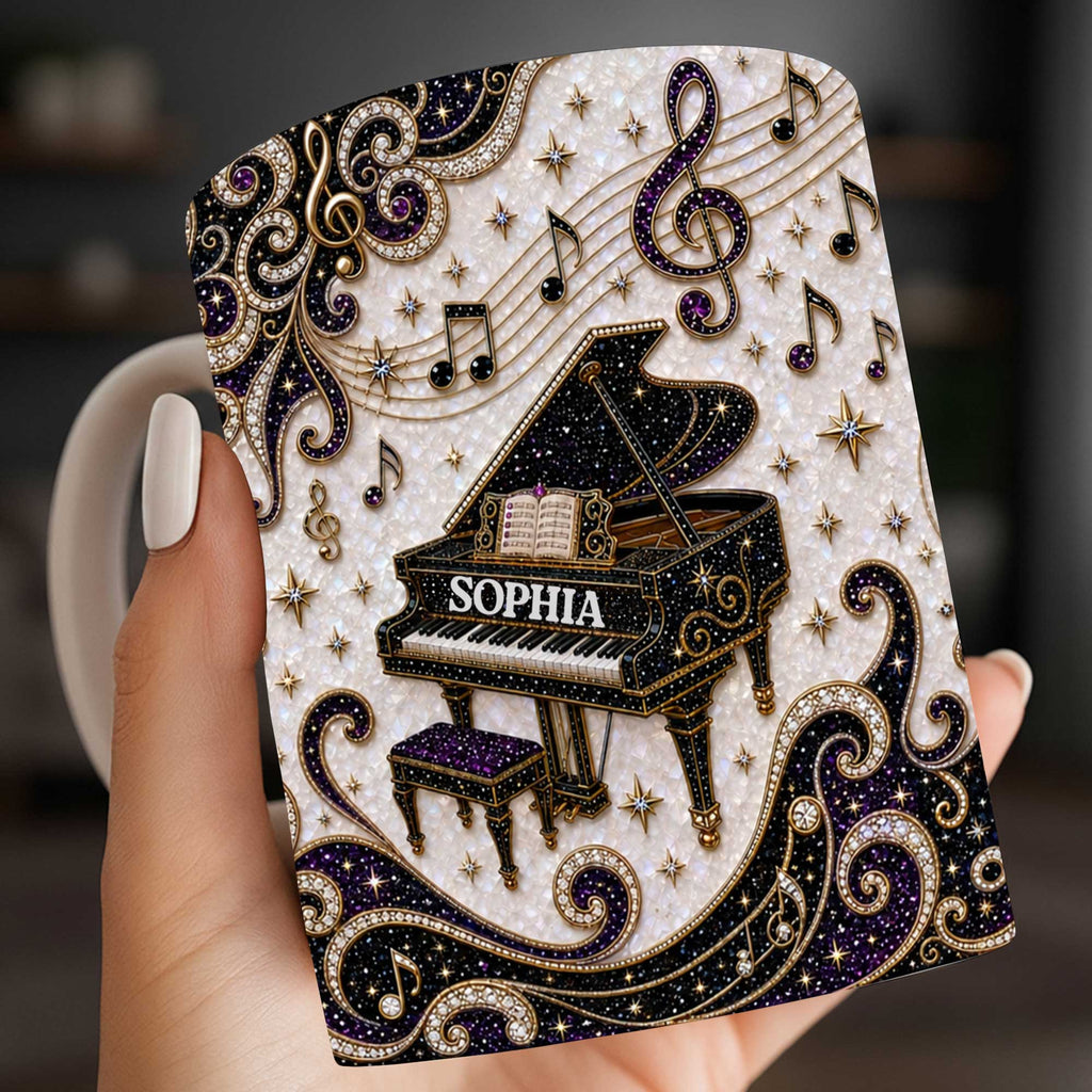 Personalized Music Mug Custom Name Gift for Music Lovers Edge-to-edge Mug GradoCreations