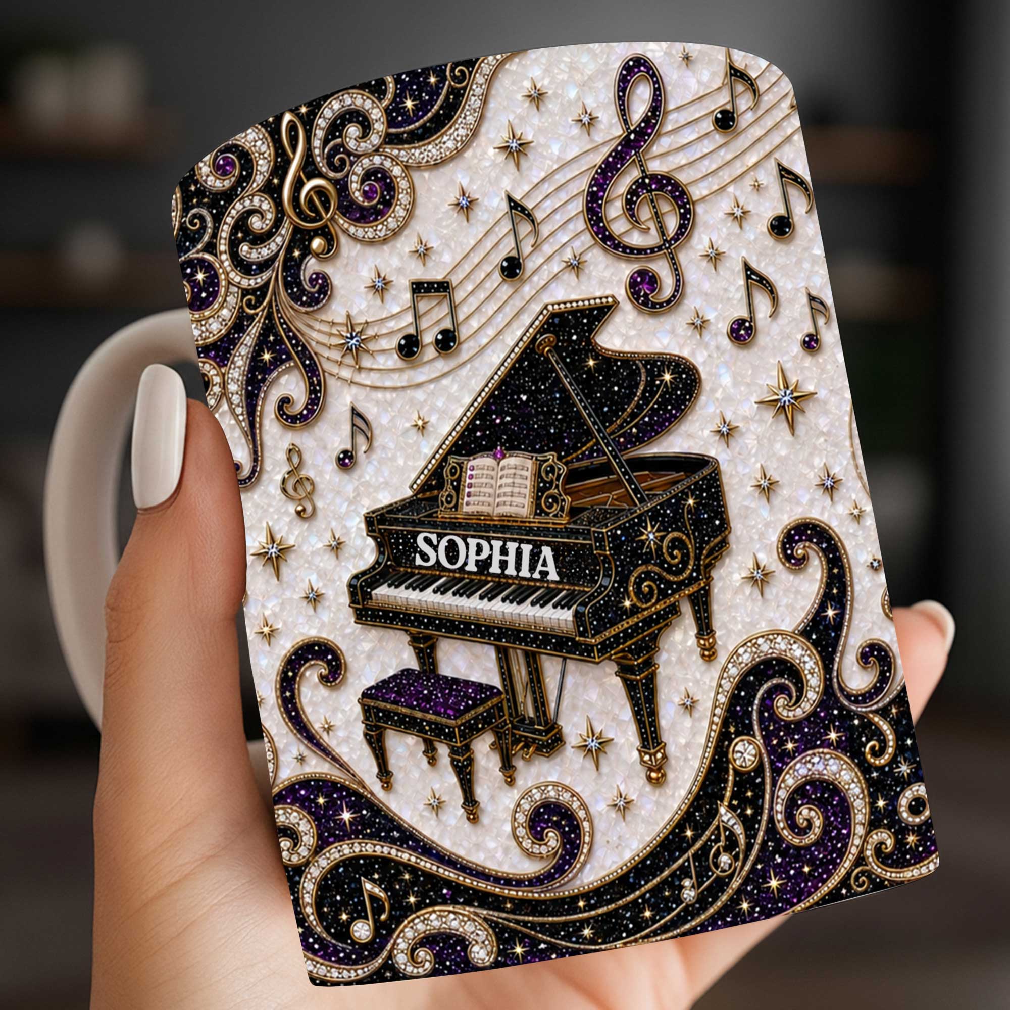 Personalized Music Mug Custom Name Gift for Music Lovers Edge-to-edge Mug GradoCreations