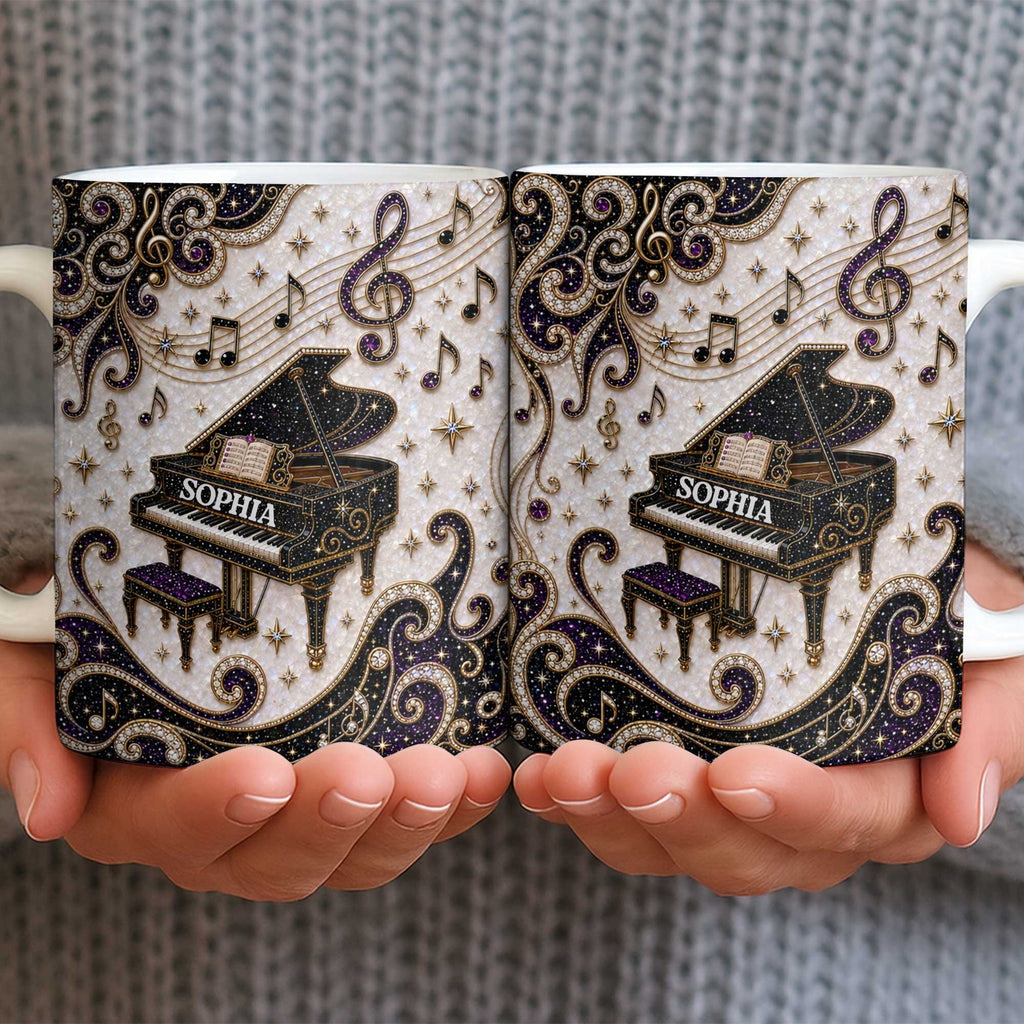 Personalized Music Mug Custom Name Gift for Music Lovers Edge-to-edge Mug GradoCreations