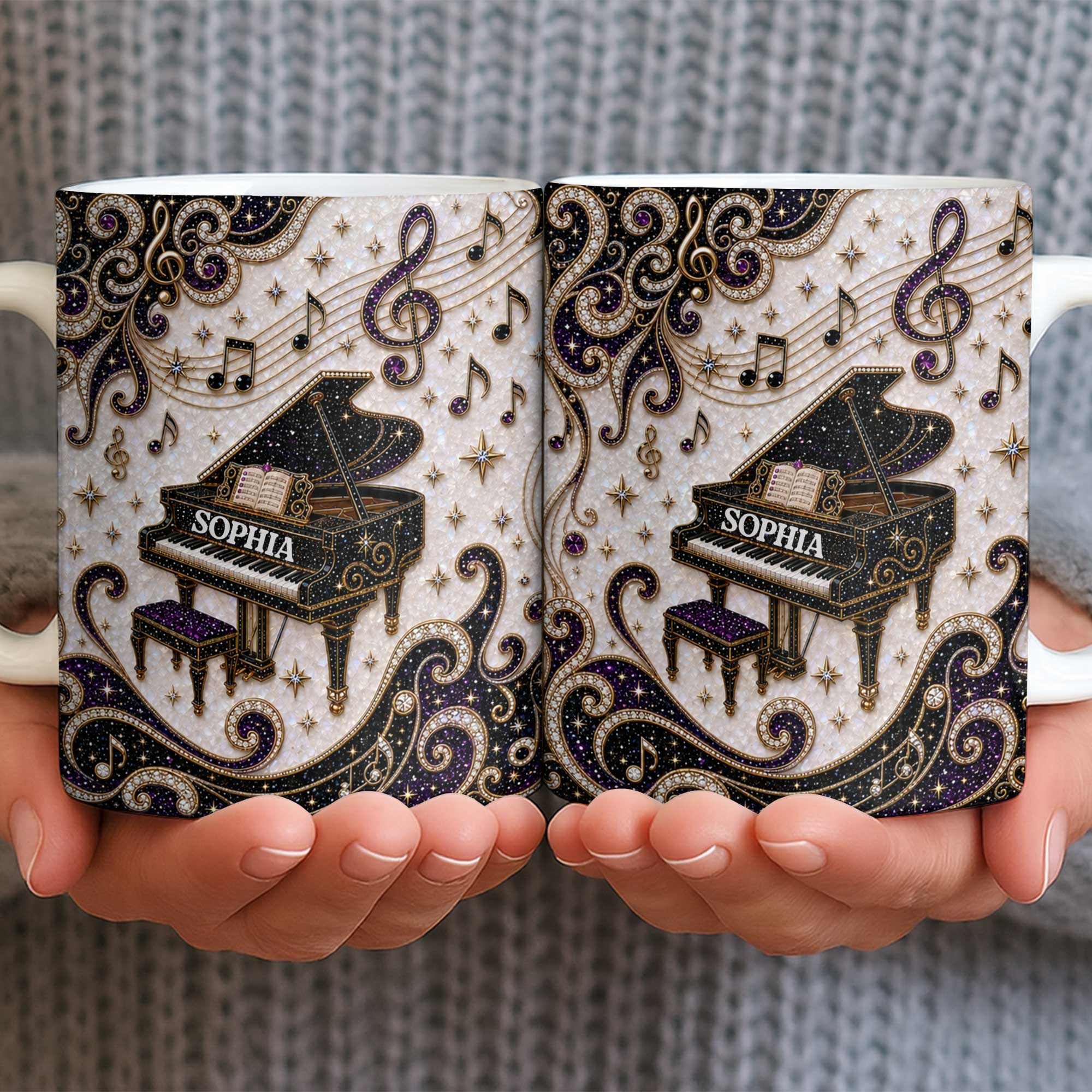 Personalized Music Mug Custom Name Gift for Music Lovers Edge-to-edge Mug GradoCreations