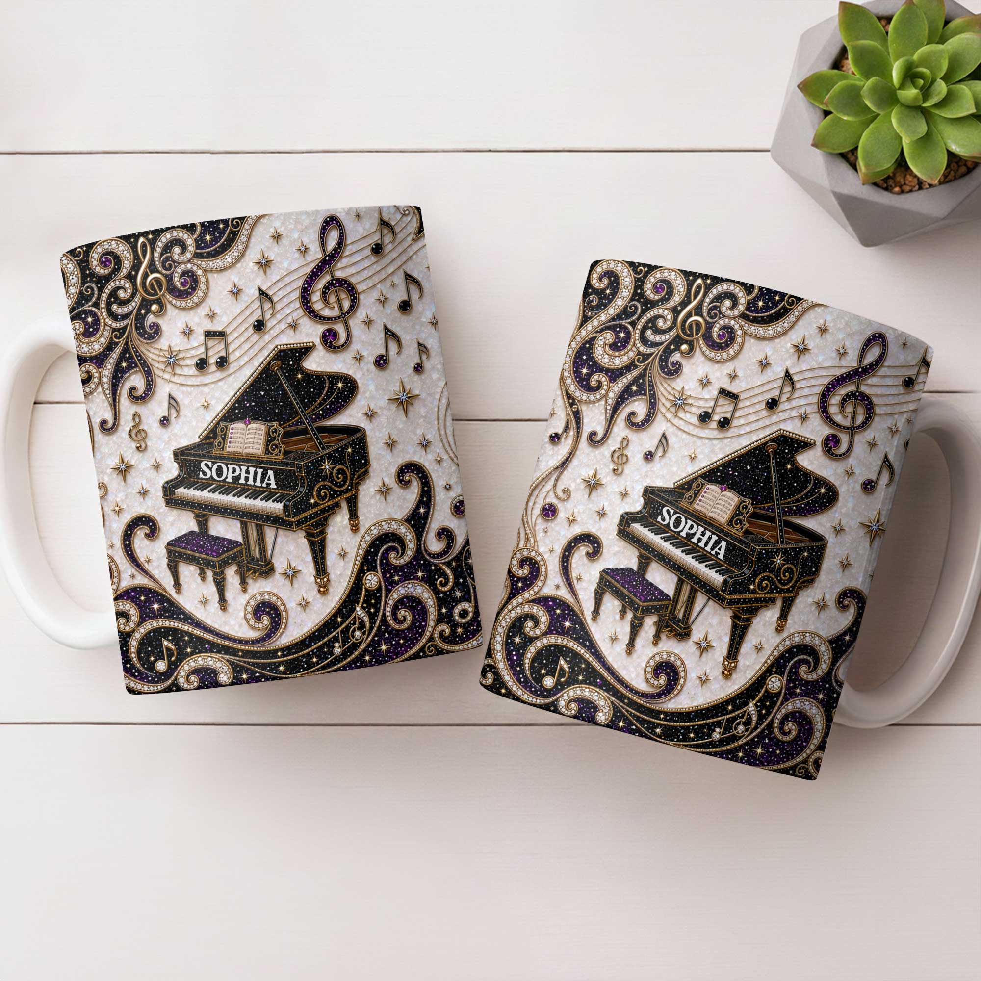 Personalized Music Mug Custom Name Gift for Music Lovers Edge-to-edge Mug GradoCreations
