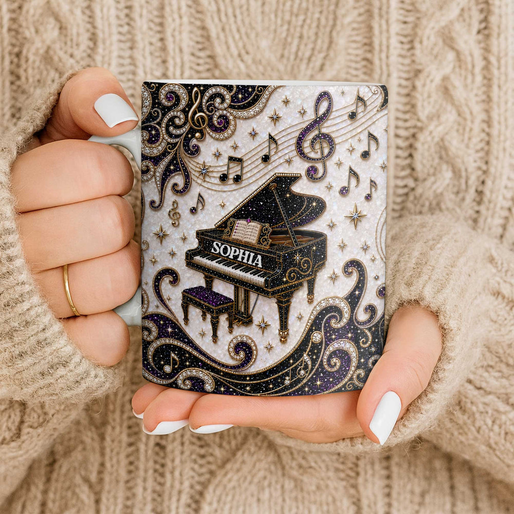 Personalized Music Mug Custom Name Gift for Music Lovers Edge-to-edge Mug GradoCreations