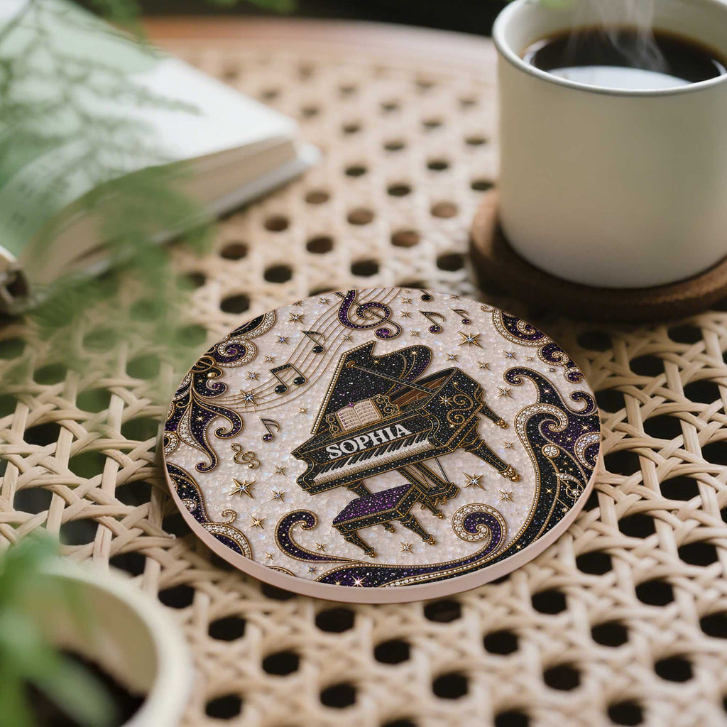 Personalized Ceramic Coaster Custom Music Design Gift for Music Lovers Ceramic Coaster GradoCreations