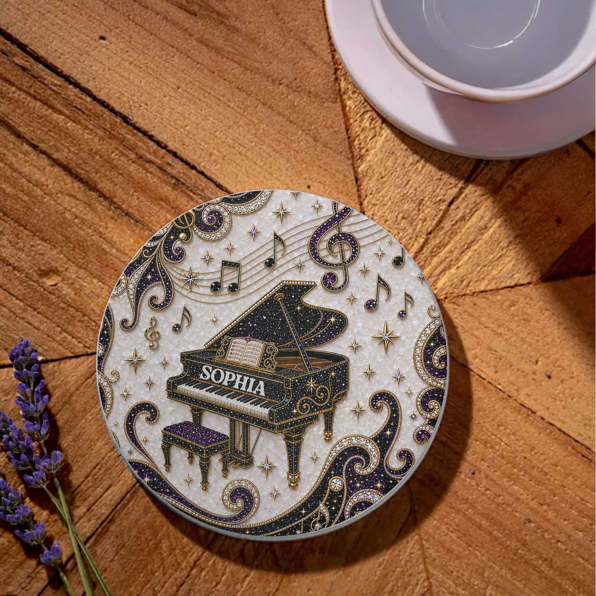 Personalized Ceramic Coaster Custom Music Design Gift for Music Lovers Ceramic Coaster GradoCreations