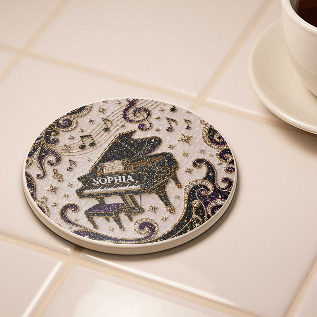 Personalized Ceramic Coaster Custom Music Design Gift for Music Lovers Ceramic Coaster GradoCreations