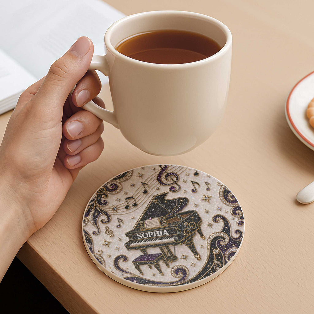 Personalized Ceramic Coaster Custom Music Design Gift for Music Lovers Ceramic Coaster GradoCreations