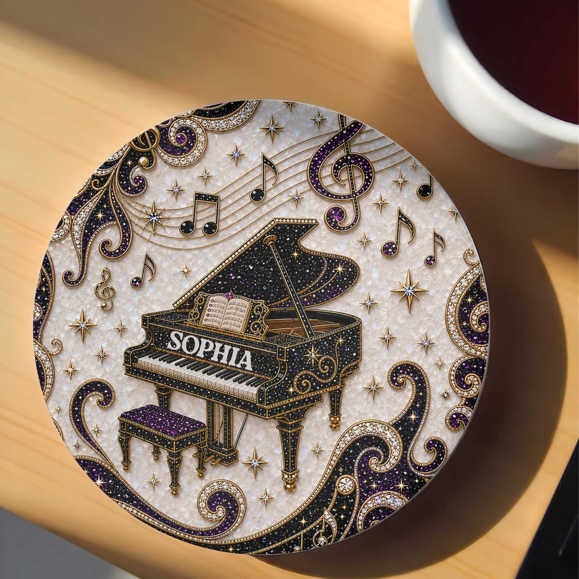 Personalized Ceramic Coaster Custom Music Design Gift for Music Lovers Ceramic Coaster GradoCreations
