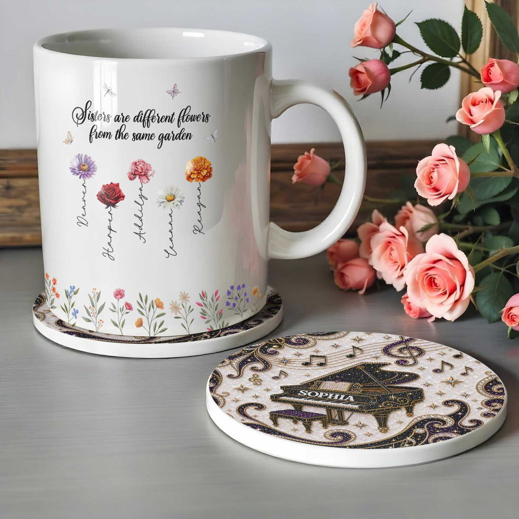 Personalized Ceramic Coaster Custom Music Design Gift for Music Lovers Ceramic Coaster GradoCreations