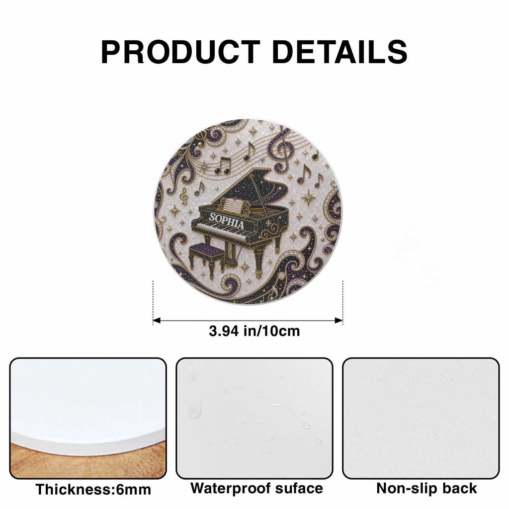 Personalized Ceramic Coaster Custom Music Design Gift for Music Lovers Ceramic Coaster GradoCreations