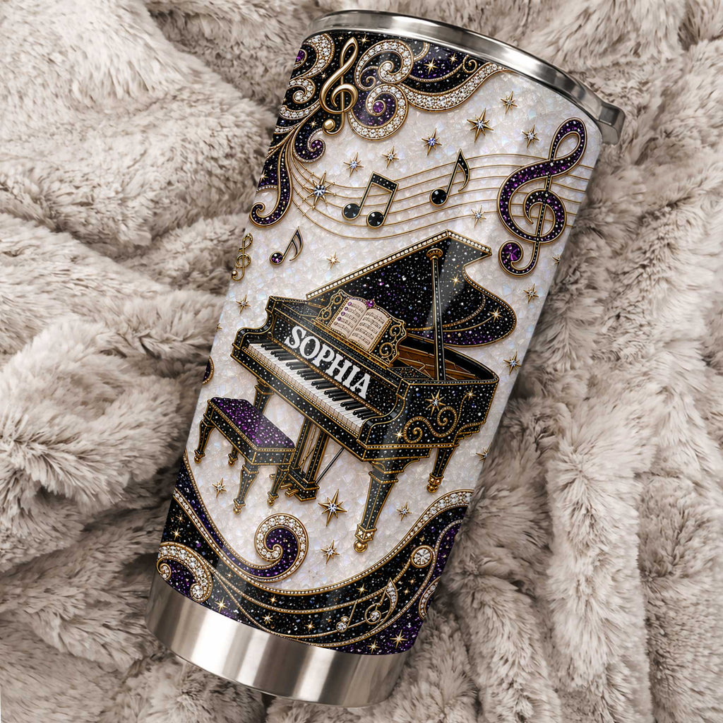 Personalized Stainless Steel Tumbler Custom Music Notes Gift for Music Lover Tumbler GradoCreations