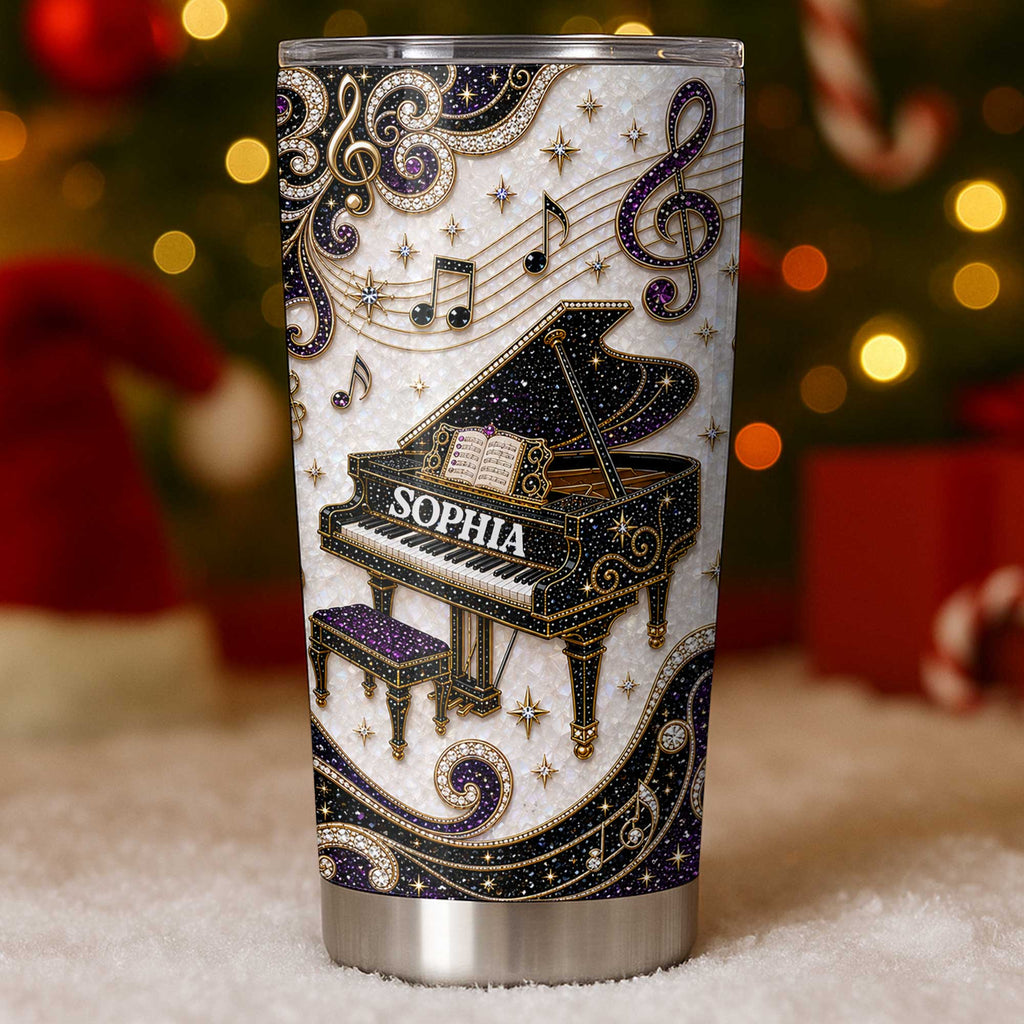 Personalized Stainless Steel Tumbler Custom Music Notes Gift for Music Lover Tumbler GradoCreations