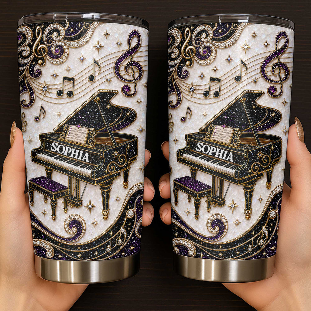 Personalized Stainless Steel Tumbler Custom Music Notes Gift for Music Lover Tumbler GradoCreations